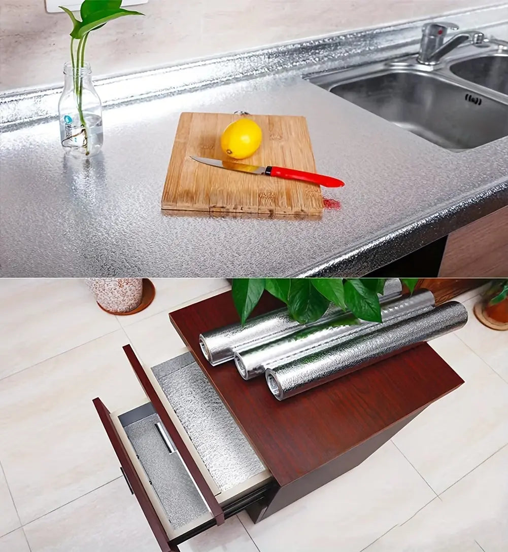Silver Foil Kitchen Sticker – Waterproof & Oil-Proof