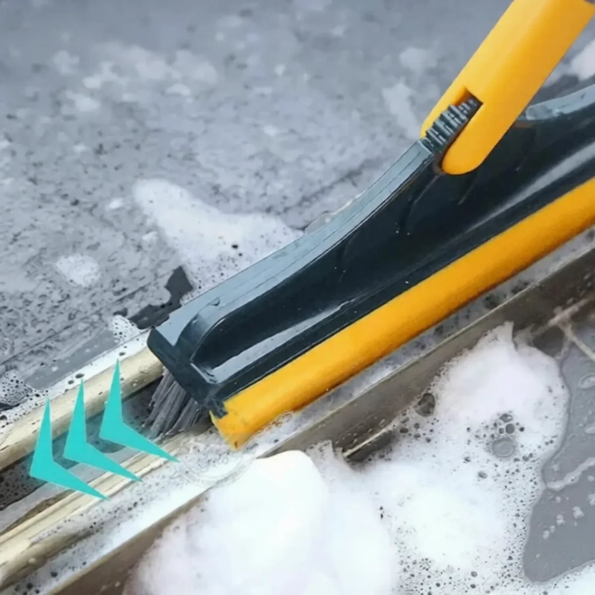 2-in-1 V-Shaped Floor Scrub Brush with Long Handle