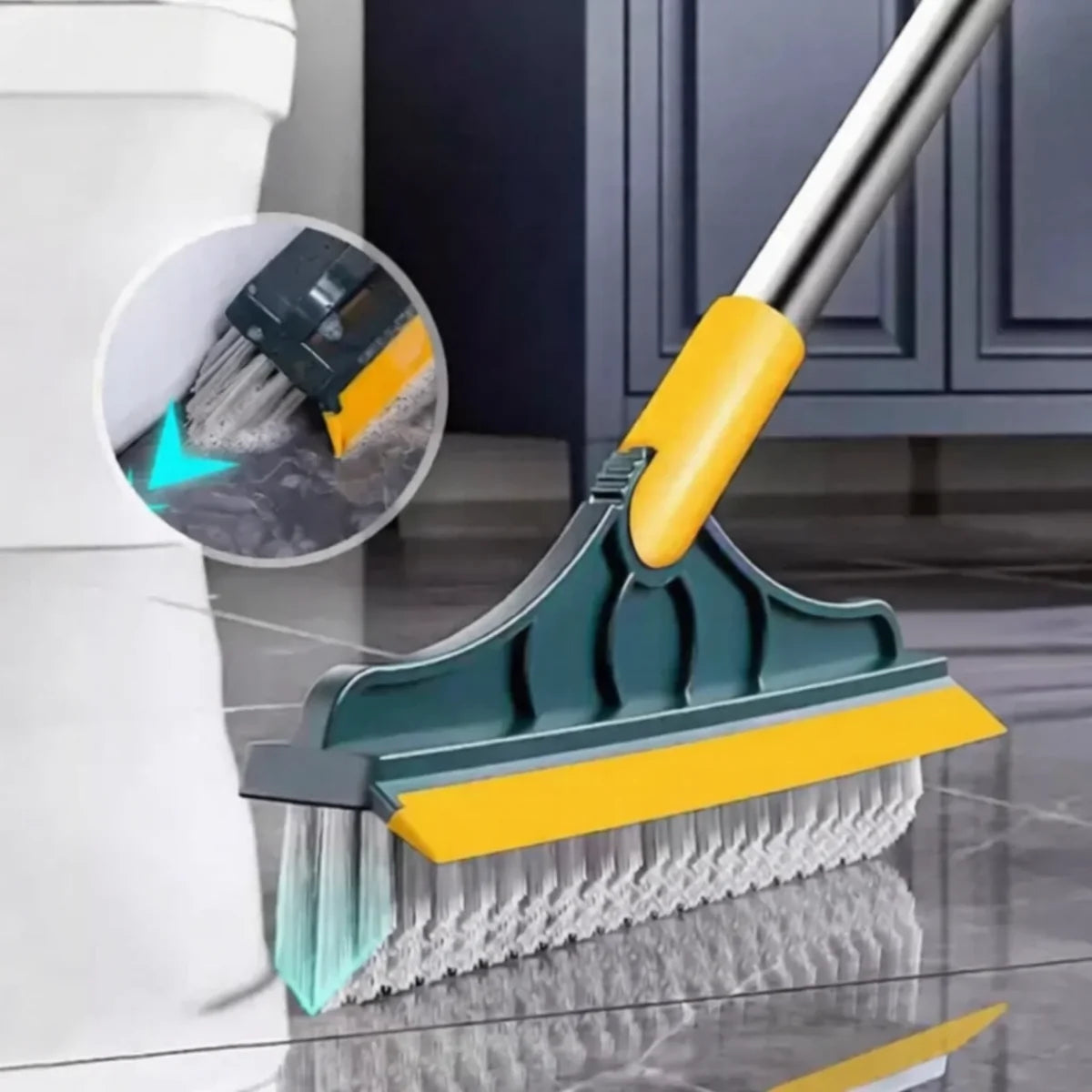 2-in-1 V-Shaped Floor Scrub Brush with Long Handle