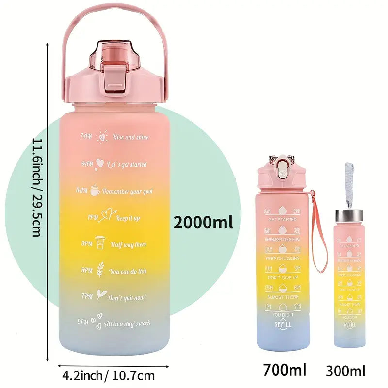 3-Piece Gradient Water Bottle Set – Leakproof & BPA-Free