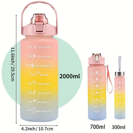 3-Piece Gradient Water Bottle Set – Leakproof & BPA-Free