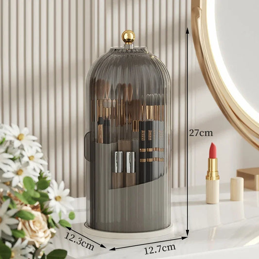 360° Rotating Makeup Brush Holder with Lid