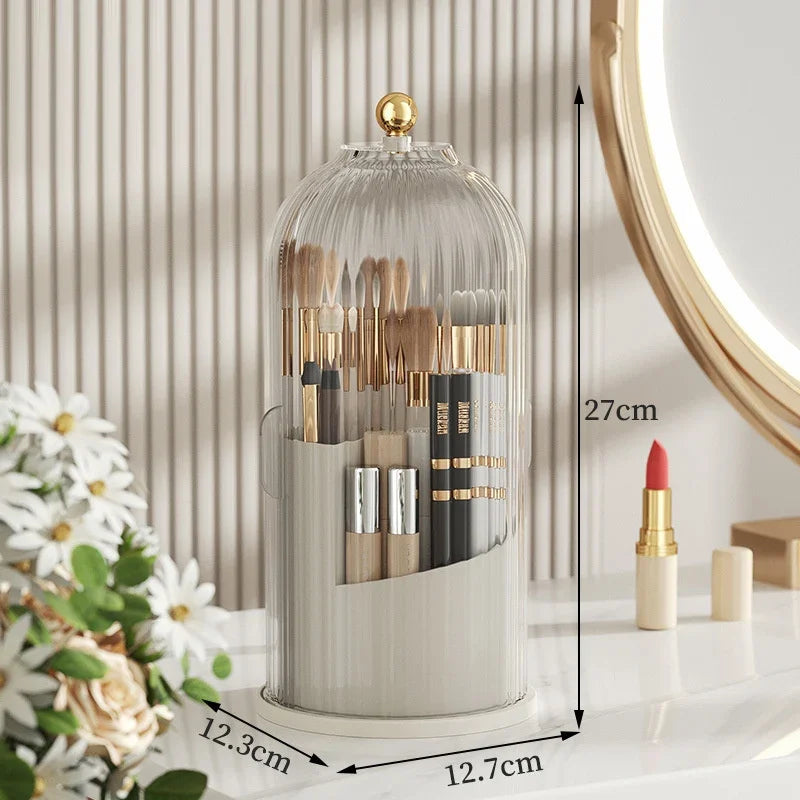 360° Rotating Makeup Brush Holder with Lid