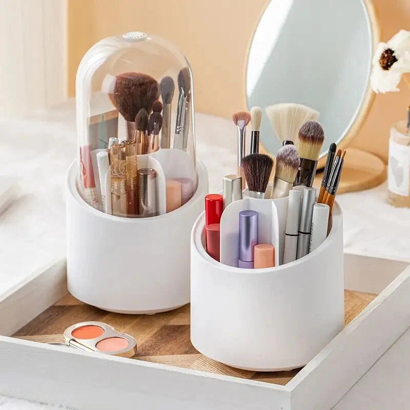 360° Rotating Makeup Brush Holder with Lid
