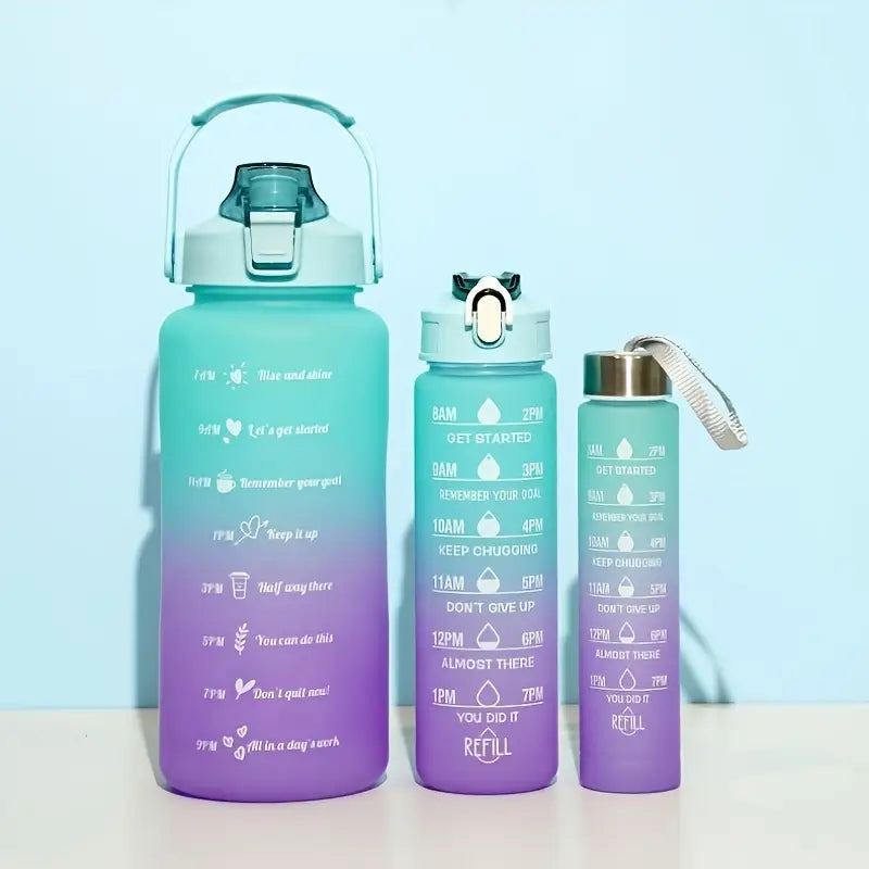 3-Piece Gradient Water Bottle Set – Leakproof & BPA-Free