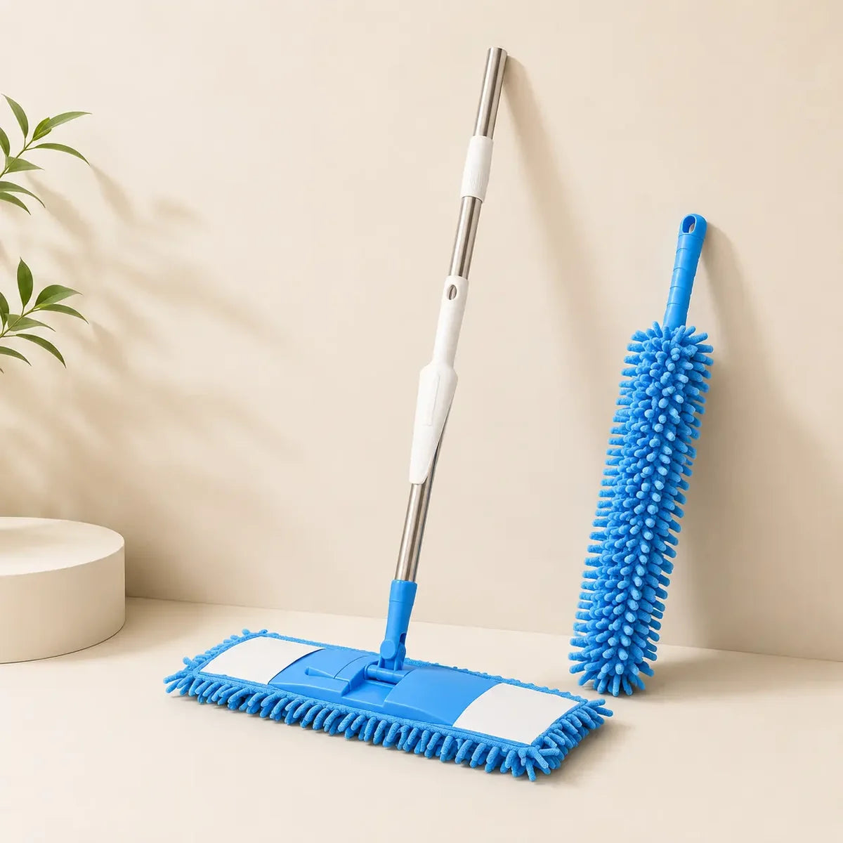 Cleaning Mop & Duster Set – Flat Mop & Fan Duster