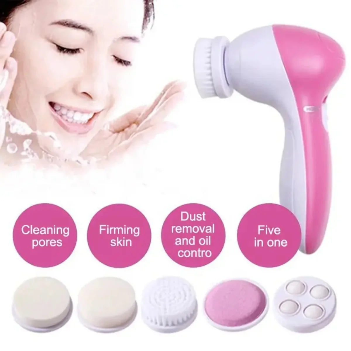 5 in 1 Facial Cleansing Brush – Electric Face Massager & Skincare Device