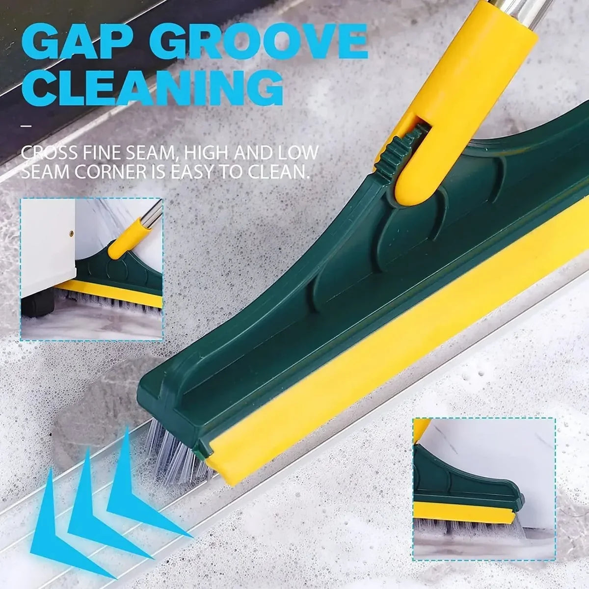 2-in-1 V-Shaped Floor Scrub Brush with Long Handle