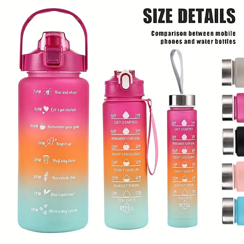 3-Piece Gradient Water Bottle Set – Leakproof & BPA-Free