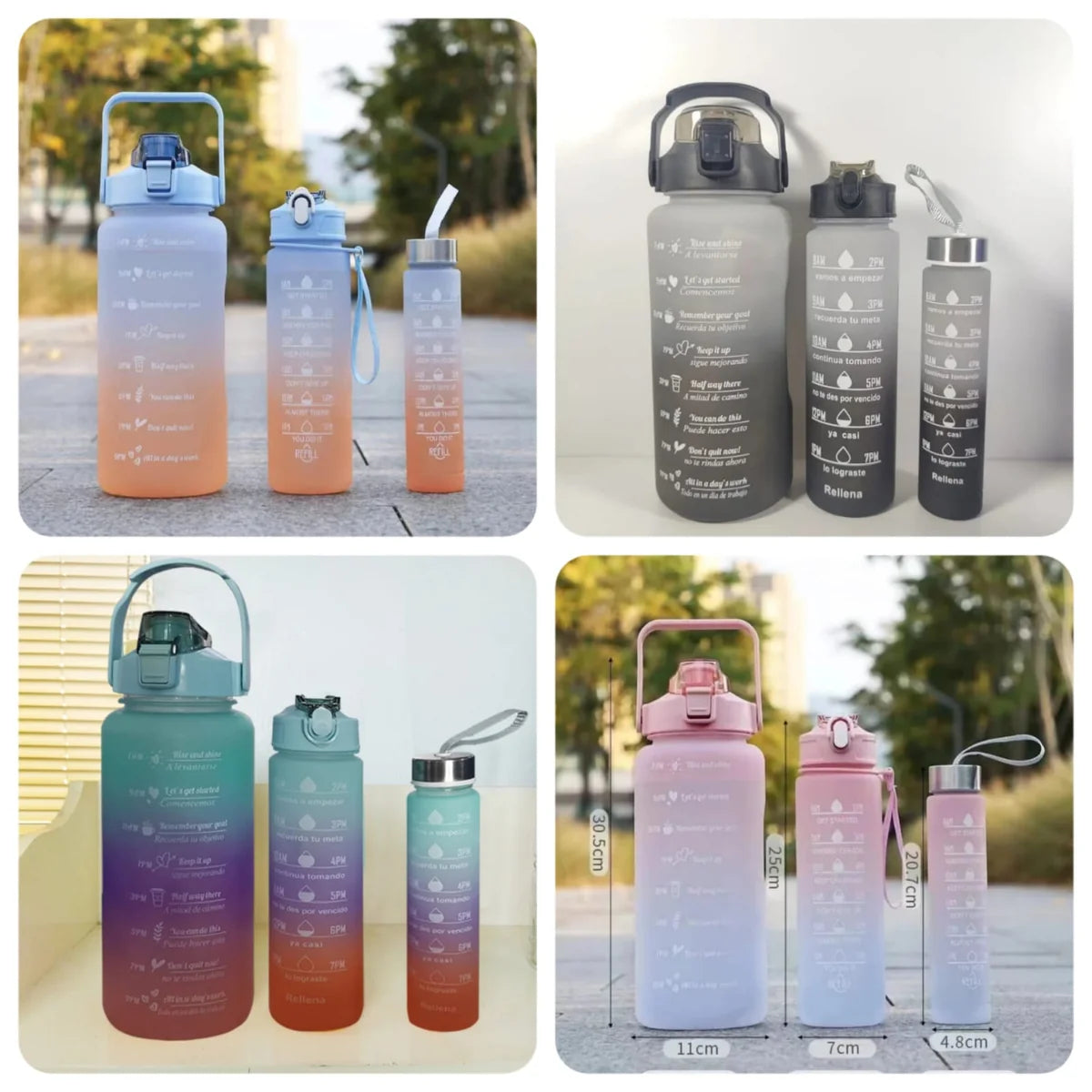 3-Piece Gradient Water Bottle Set – Leakproof & BPA-Free