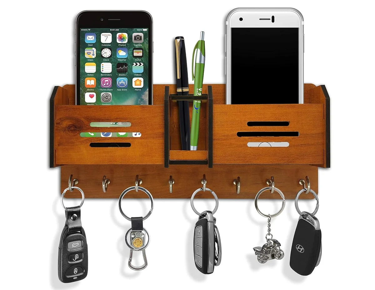 Multipurpose Wooden Wall-Mounted Key Holder