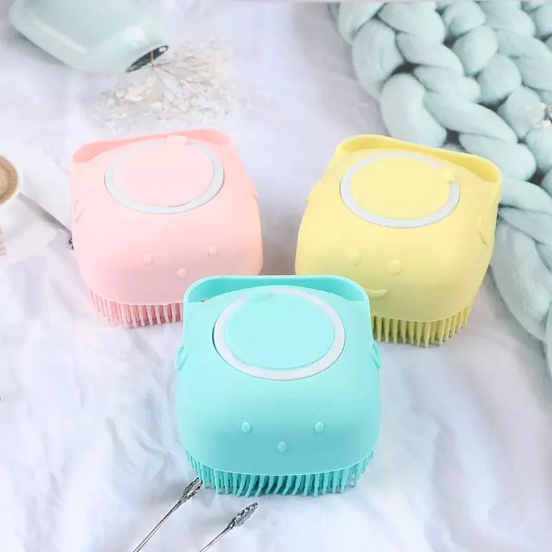 Silicone Bath & Body Shower Brush with Soap Dispenser – Soft Bristles for Body Cleaning