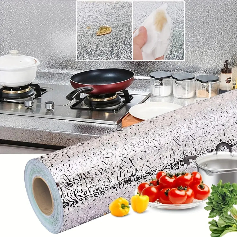 Silver Foil Kitchen Sticker – Waterproof & Oil-Proof
