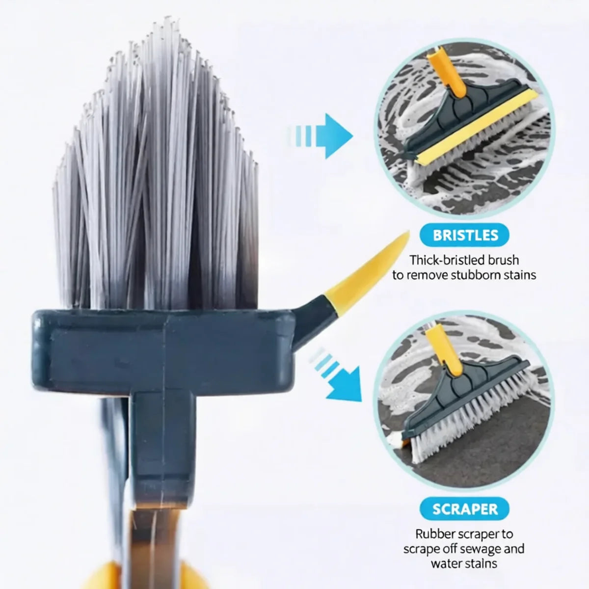 2-in-1 V-Shaped Floor Scrub Brush with Long Handle